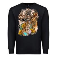 Black Western Rabbit with Crosses Premium Sweatshirt - LillyAllenDesigns