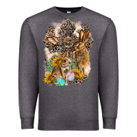 Charcoal Heather Western Rabbit with Crosses Premium Sweatshirt - LillyAllenDesigns