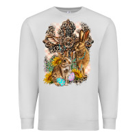 Dove Grey Western Rabbit with Crosses Premium Sweatshirt - LillyAllenDesigns