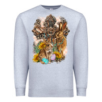 Heather Grey Western Rabbit with Crosses Premium Sweatshirt - LillyAllenDesigns