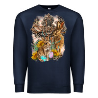 Navy Western Rabbit with Crosses Premium Sweatshirt - LillyAllenDesigns