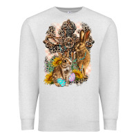 Oatmeal Heather Western Rabbit with Crosses Premium Sweatshirt - LillyAllenDesigns