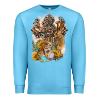Ocean Blue Western Rabbit with Crosses Premium Sweatshirt - LillyAllenDesigns