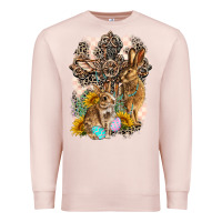 Pale Pink Western Rabbit with Crosses Premium Sweatshirt - LillyAllenDesigns