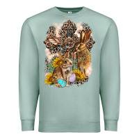 Seafoam Western Rabbit with Crosses Premium Sweatshirt - LillyAllenDesigns