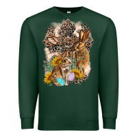 Sports Green Western Rabbit with Crosses Premium Sweatshirt - LillyAllenDesigns