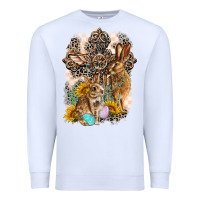 White Western Rabbit with Crosses Premium Sweatshirt - LillyAllenDesigns