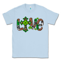 Dusty Blue Western St. Patrick's Day Love Cross Classic Tee - Artiststas