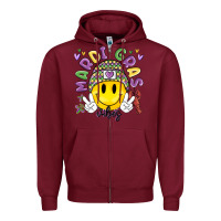 Burgundy mardi gras vibes Zipper Hoodie - MaliasSmallBusiness