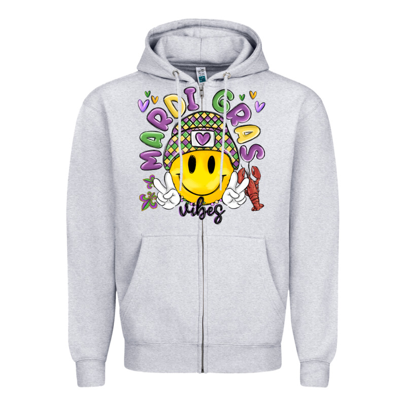 Mardi Gras Vibes Zipper Hoodie by MaliasSmallBusiness | Teevron