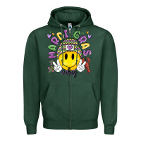 Sports Green mardi gras vibes Zipper Hoodie - MaliasSmallBusiness
