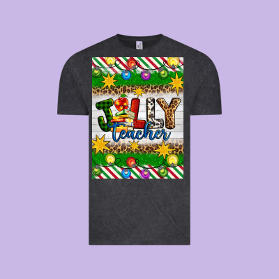 Christmas Jolly Teacher Vintage Tee Designed By Artiststas