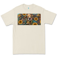 Bone Cow With Aztec Leopard And Sunflower Premium Tee - RanaPortraitStore