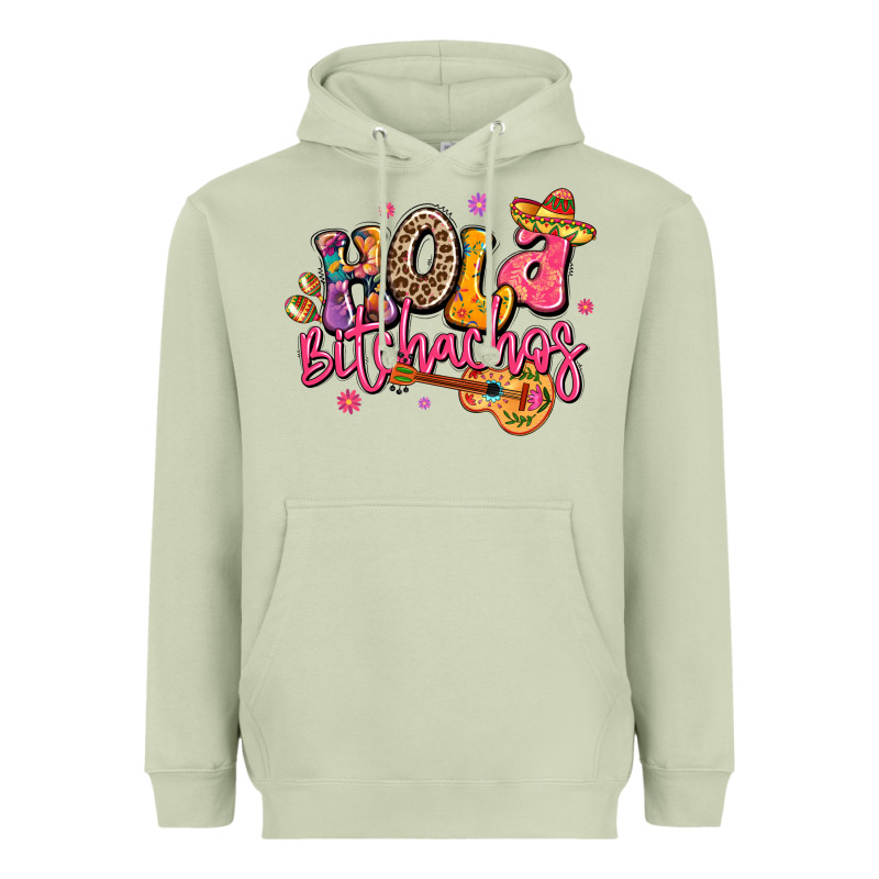 Hola Bitchachos Mexico Cinco De Mayo Heavyweight Hoodie by LillyAllenDesigns | Teevron