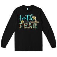 Black faith over fear with cross Long Sleeve Tee - BarkalooDesign
