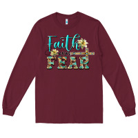 Burgundy faith over fear with cross Long Sleeve Tee - BarkalooDesign