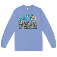 Colony Blue faith over fear with cross Long Sleeve Tee - BarkalooDesign