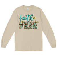 Mushroom faith over fear with cross Long Sleeve Tee - BarkalooDesign