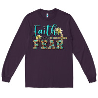 Plum faith over fear with cross Long Sleeve Tee - BarkalooDesign