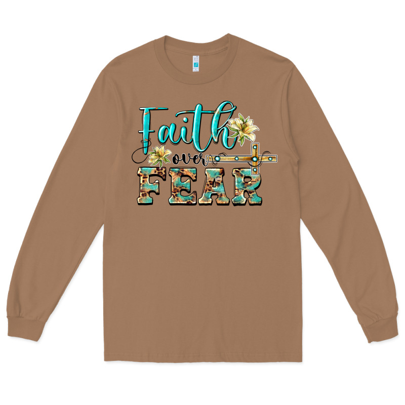 Faith Over Fear With Cross Long Sleeve Tee by BarkalooDesign | Teevron