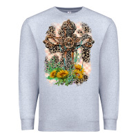 Heather Grey Western with Crosses Premium Sweatshirt - LillyAllenDesigns