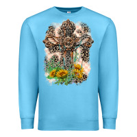 Ocean Blue Western with Crosses Premium Sweatshirt - LillyAllenDesigns