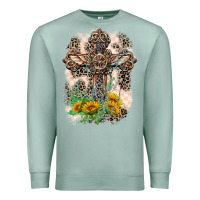 Seafoam Western with Crosses Premium Sweatshirt - LillyAllenDesigns