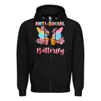 Black anti social butterfly Zipper Hoodie - MaliasSmallBusiness