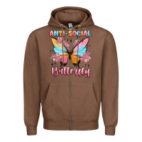 Chestnut anti social butterfly Zipper Hoodie - MaliasSmallBusiness