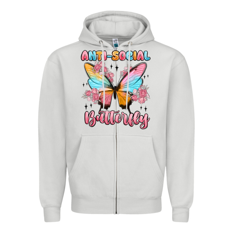 Anti Social Butterfly Zipper Hoodie by MaliasSmallBusiness | Teevron