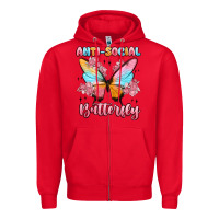 Red anti social butterfly Zipper Hoodie - MaliasSmallBusiness