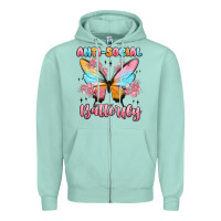 Seafoam anti social butterfly Zipper Hoodie - MaliasSmallBusiness