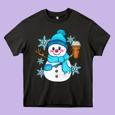 Cute Snowman Heavy Core Tee Designed By Zillion Design Studio