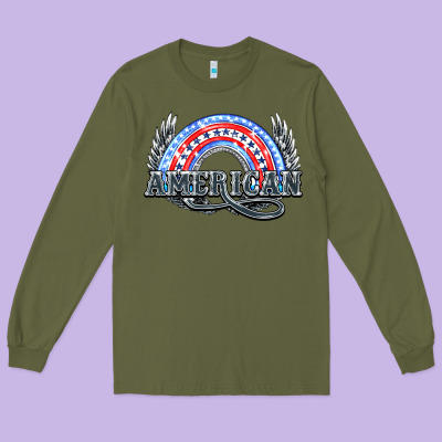 American Rainbow Long Sleeve Tee Designed By Nancycooperartshop