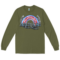 Army Green American rainbow Long Sleeve Tee - NancyCooperArtShop