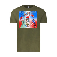 Vintage Olive american flag  and america Vintage Tee - AdoDesignShop