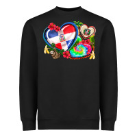 Black western leopard  dominican republic  hearts Heavyweight Sweatshirt - AdoDesignShop