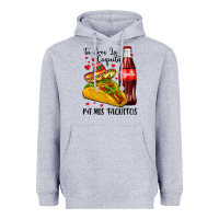 Heather Grey tu eres la coquita pa mis taquitos Heavyweight Hoodie - LillyAllenDesigns