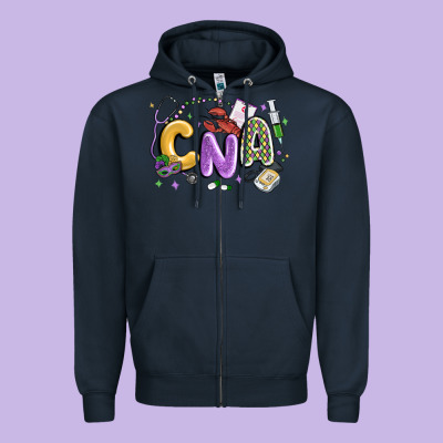 Cna Mardi Gras Zipper Hoodie Designed By Maliassmallbusiness