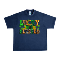 Navy lucky and blessed with coins and shamrocks Urban Heavy Tee - AdoDesignShop