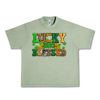 Oil Green lucky and blessed with coins and shamrocks Urban Heavy Tee - AdoDesignShop