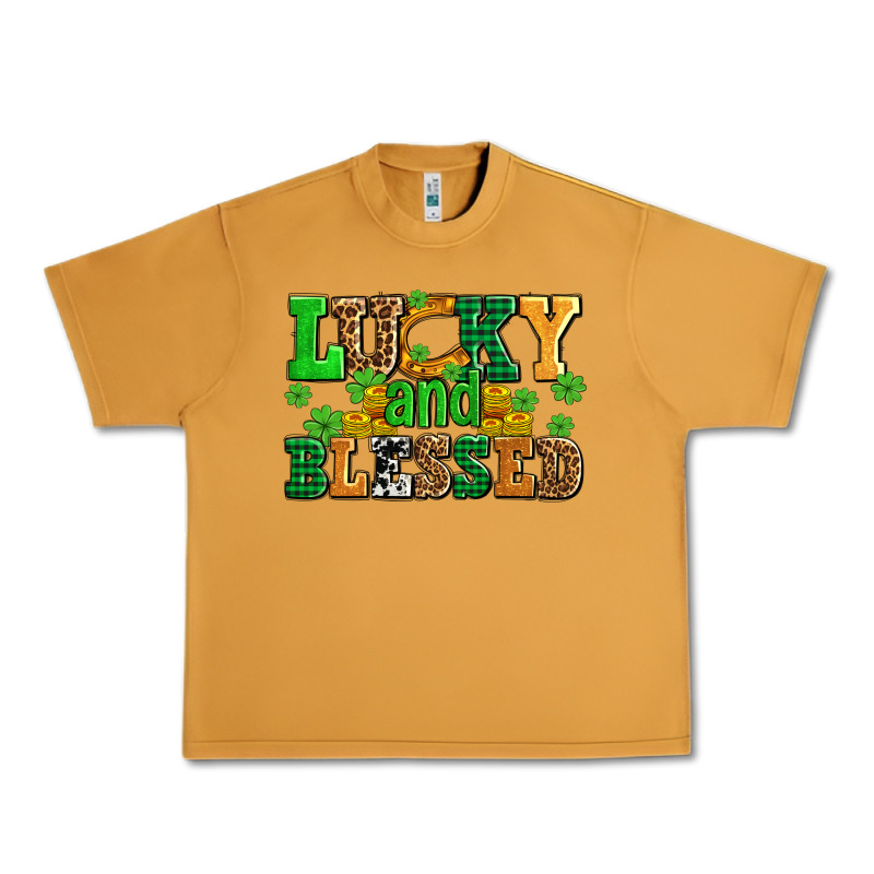 Lucky And Blessed With Coins And Shamrocks Urban Heavy Tee by AdoDesignShop | Teevron