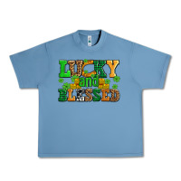 Pebble Blue lucky and blessed with coins and shamrocks Urban Heavy Tee - AdoDesignShop