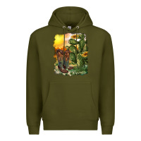 Army Green western boots with cactus and desert Premium Hoodie - RanaPortraitStore