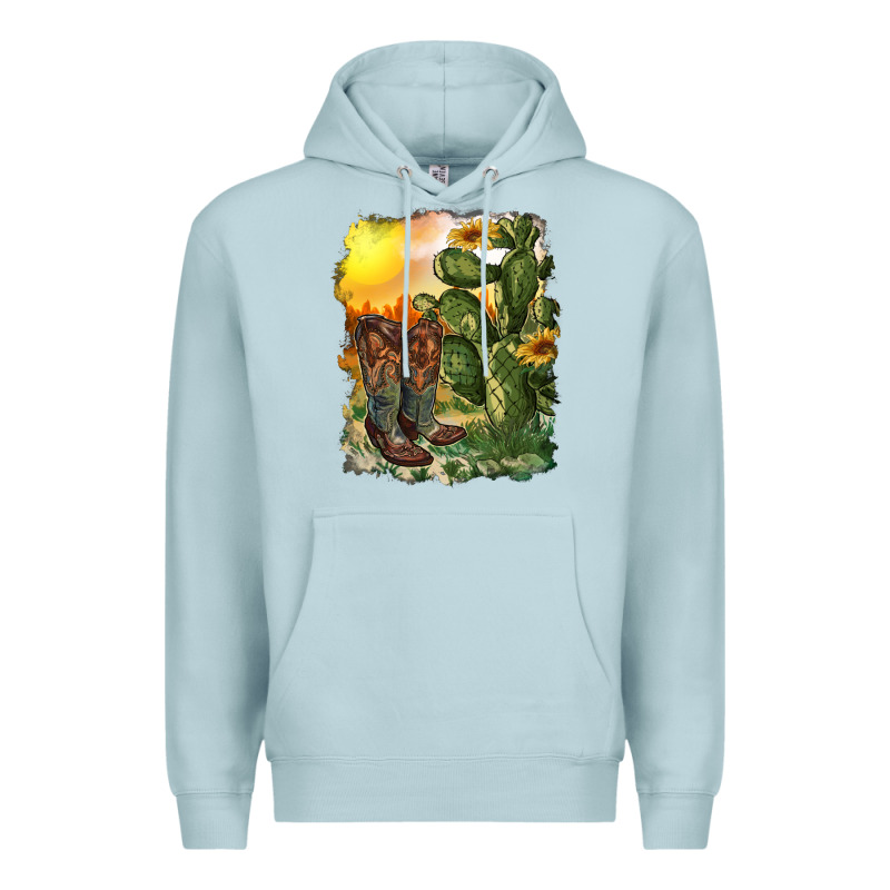 Western Boots With Cactus And Desert Premium Hoodie by RanaPortraitStore | Teevron