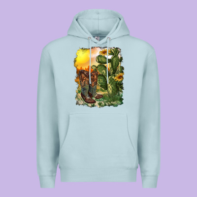 Western Boots With Cactus And Desert Premium Hoodie Designed By Ranaportraitstore
