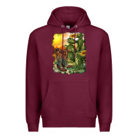 Burgundy western boots with cactus and desert Premium Hoodie - RanaPortraitStore