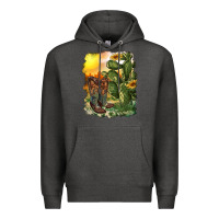 Charcoal Heather western boots with cactus and desert Premium Hoodie - RanaPortraitStore