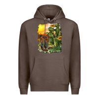 Coffee western boots with cactus and desert Premium Hoodie - RanaPortraitStore