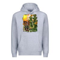 Heather Grey western boots with cactus and desert Premium Hoodie - RanaPortraitStore